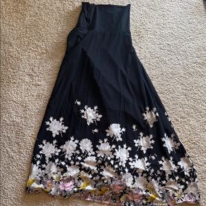 LuLaRoe Black Maxi Skirt with White, Pink and Yellow Floral Border